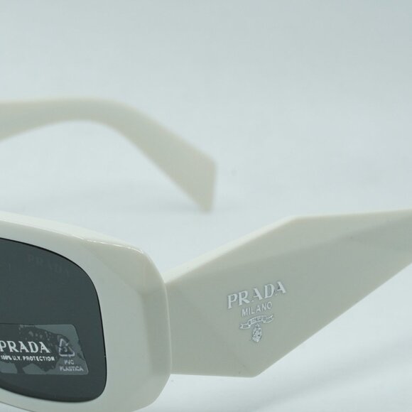 Prada PR17WS 1425S0 Sunglasses Talc Rectangle Frame, Dark Grey Lenses - Picture 7 of 14